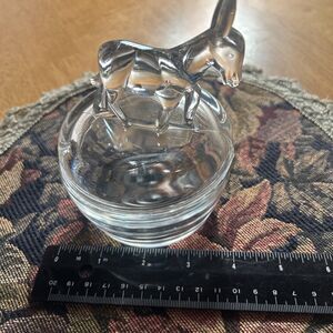 Vintage Jeanette Glass Donkey Lidded  Powder Vanity Trinket Dish MCM 5”tall